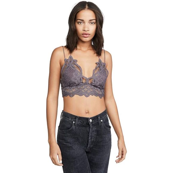 Free People Adella Bralette Bra - Dark Grey / Charcoal - Picture 2 of 11